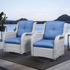 Chaises à bascule d'extérieur en osier Gymojoy avec base pivotante (lot de 2)