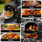 Four à pizza extérieur au feu de bois, machine à pizza à 2 couches, gril à pizza extérieur pour fêtes dans la cour - 12 pouces