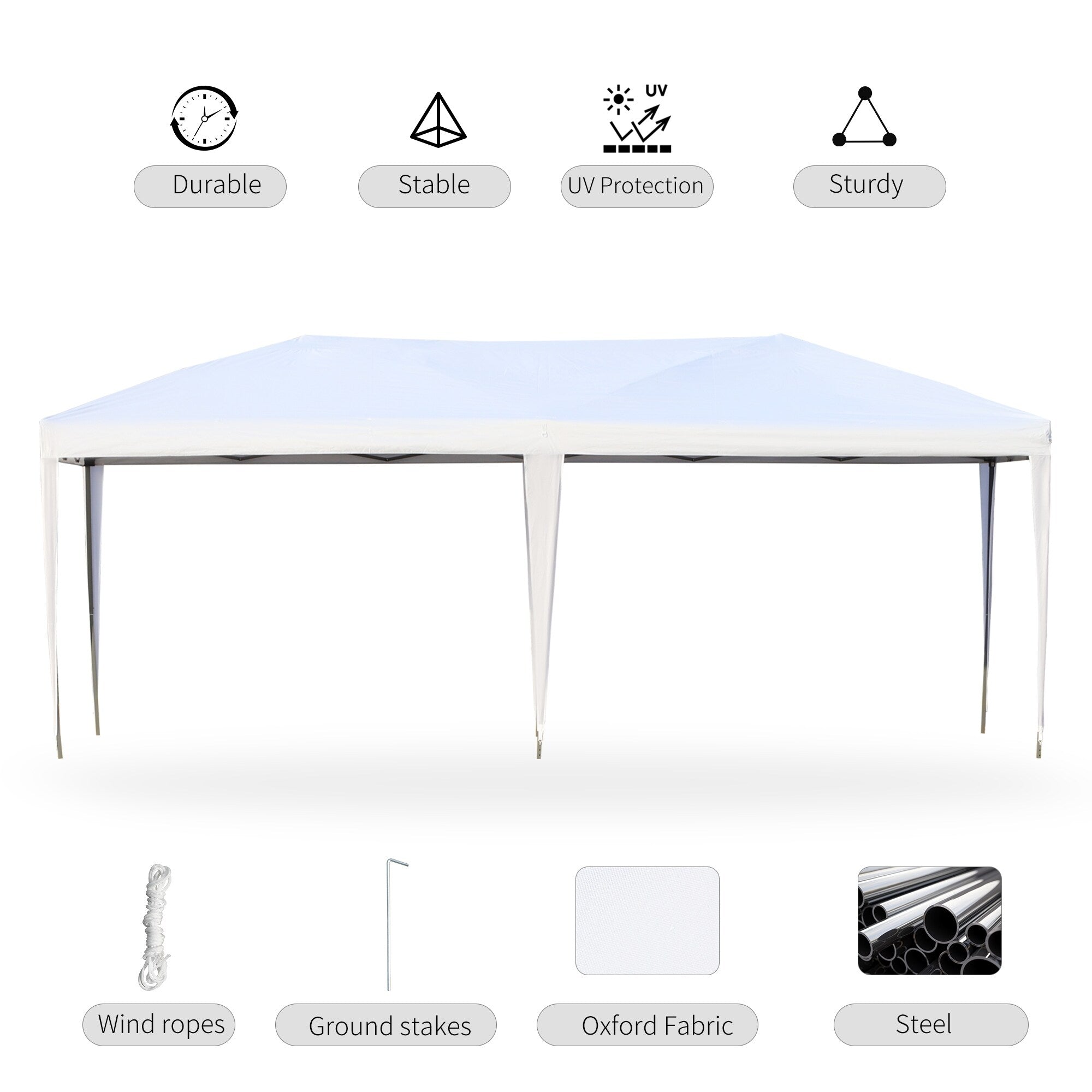 Auvent pop-up robuste Outsunny avec cadre robuste, toit anti-UV et sac de transport pour terrasse, jardin, plage et arrière-cour