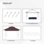 Outsunny 12' x 12' Pop Up Canopy Sun Shade Tente instantanée pliable avec filet latéral en maille, hauteur réglable sur 3 niveaux