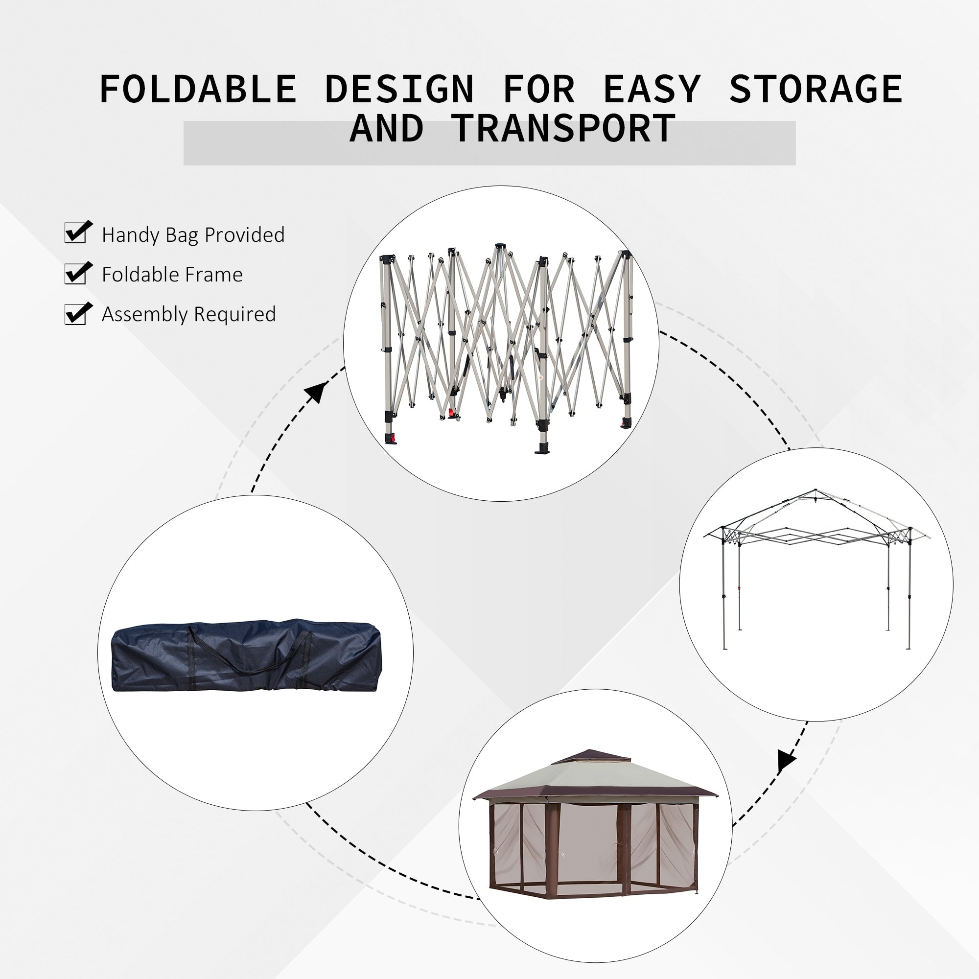Outsunny 12' x 12' Pop Up Canopy Sun Shade Tente instantanée pliable avec filet latéral en maille, hauteur réglable sur 3 niveaux
