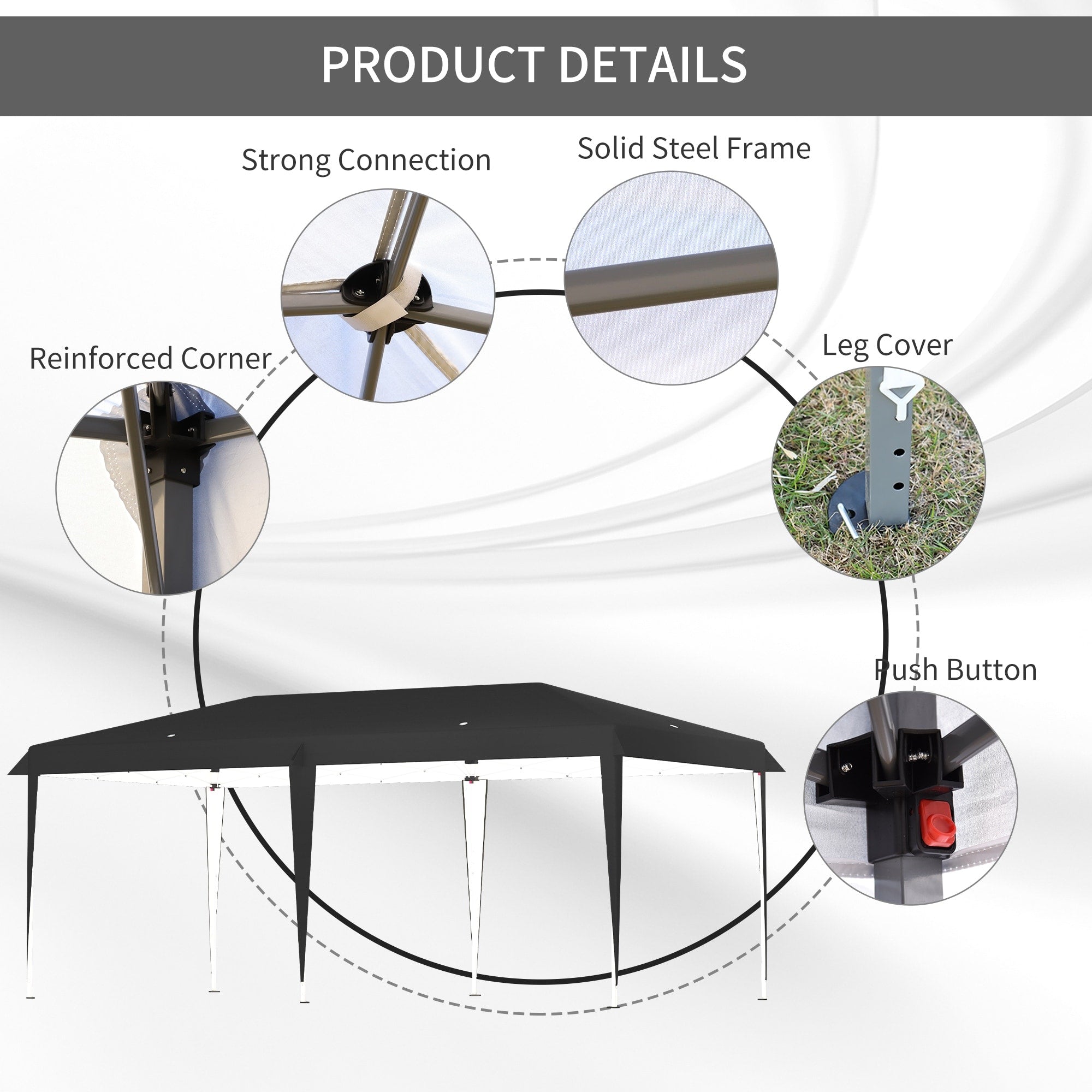 Auvent pop-up robuste Outsunny avec cadre robuste, toit anti-UV et sac de transport pour terrasse, jardin, plage et arrière-cour
