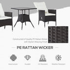 Ensemble de 3 canapés de patio Outsunny en rotin synthétique, chaises inclinables d'extérieur, table basse avec plateau en plastique grain de bois