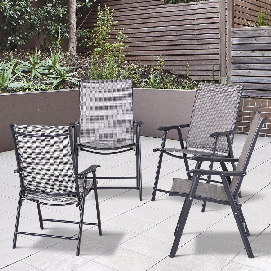 Ensemble de 4 chaises de patio pliantes Outsunny au design simple et chic, confortables pour la terrasse, le jardin, la cour et les voyages