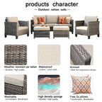 Ensemble de 5 sièges de jardin à dossier haut en osier OVIOS