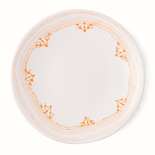 Assiette à dîner peinte à bordure orange Grace Fez de Peter Dunham + Hudson