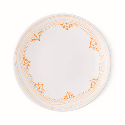 Assiette à salade à bordure peinte orange Fez Grace de Peter Dunham + Hudson