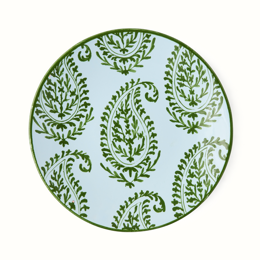 Assiette à salade peinte à motif cachemire vert Grace de Peter Dunham + Hudson