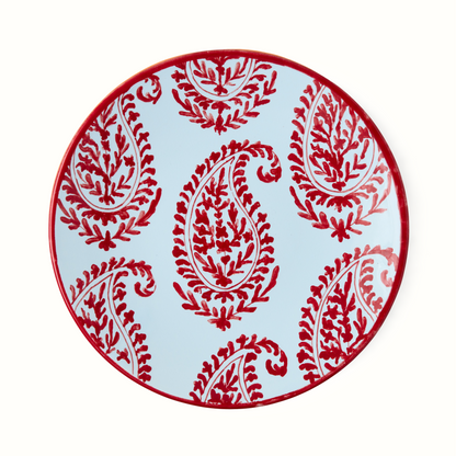 Assiette à salade peinte à motif cachemire rouge Peter Dunham + Hudson Grace