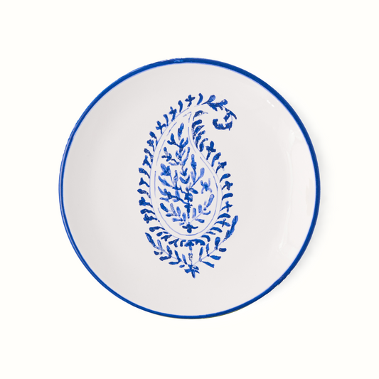 Assiette apéritive à motif cachemire bleu cachemire Peter Dunham + Hudson Grace