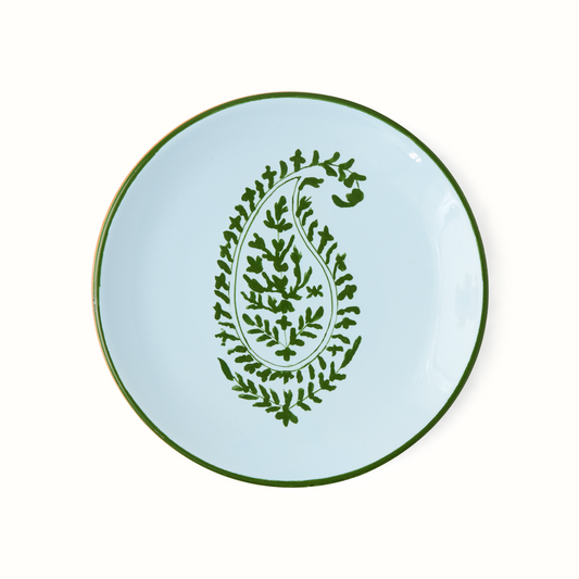 Assiette apéritive à motif cachemire vert Peter Dunham + Hudson Grace