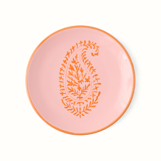 Assiette apéritive à motif cachemire rose Peter Dunham + Hudson Grace