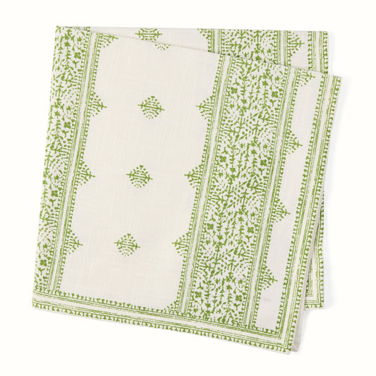 Serviette de table imprimée à rayures vertes Fez Grace de Peter Dunham + Hudson