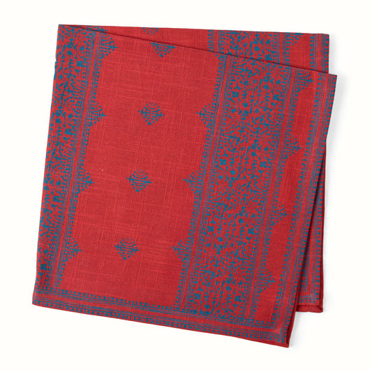 Serviette de table imprimée à rayures rouges Fez Grace de Peter Dunham + Hudson