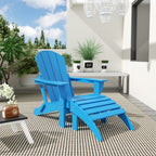 Chaise Adirondack pliable Polytrends Laguna en PEHD pour terrasse extérieure toutes saisons avec pouf (ensemble 2 pièces)