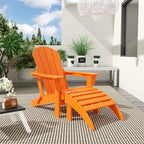 Chaise Adirondack pliable Polytrends Laguna en PEHD pour terrasse extérieure toutes saisons avec pouf (ensemble 2 pièces)