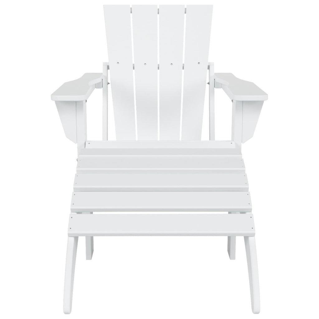 Chaise Adirondack pliable Polytrends Laguna en PEHD pour terrasse extérieure toutes saisons avec pouf (ensemble 2 pièces)