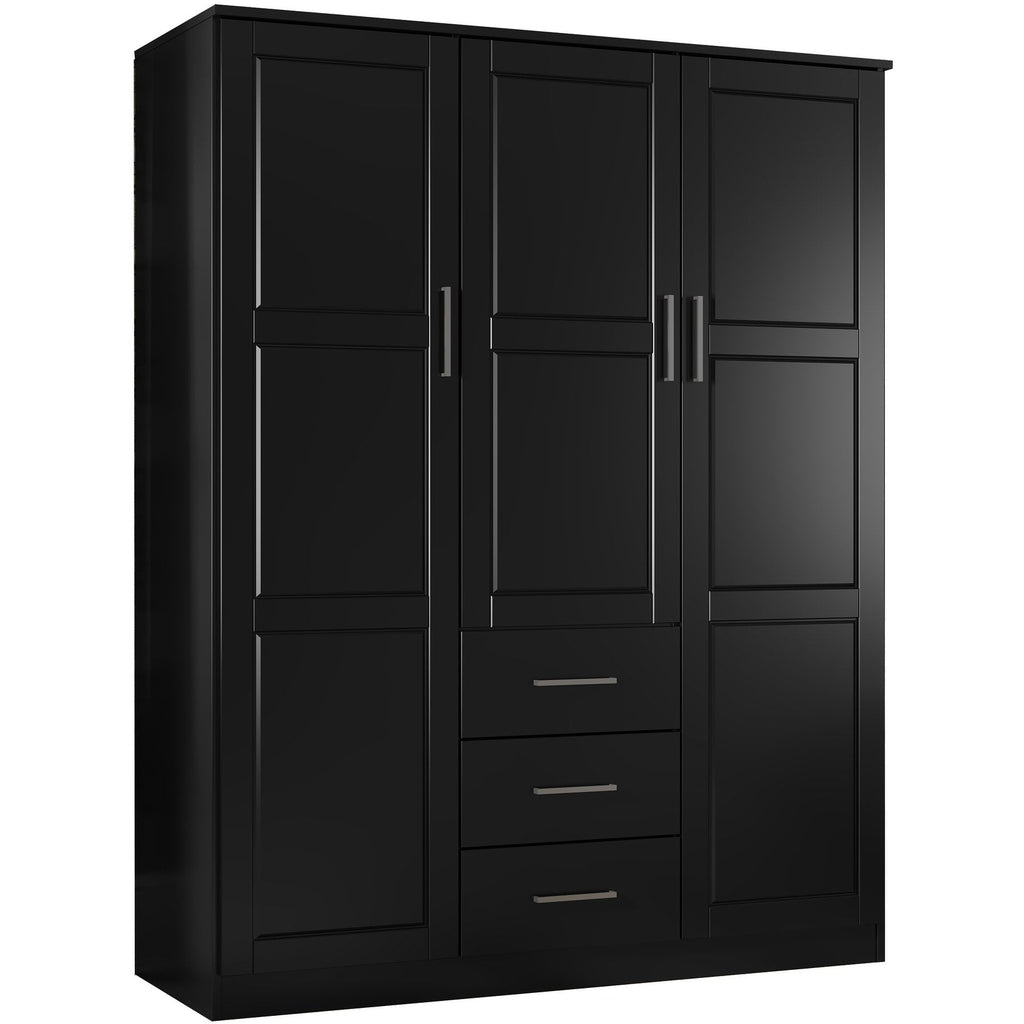 Armoire penderie 3 portes Cosmo 100 % bois massif de Palace Imports avec portes en bois massif ou en miroir
