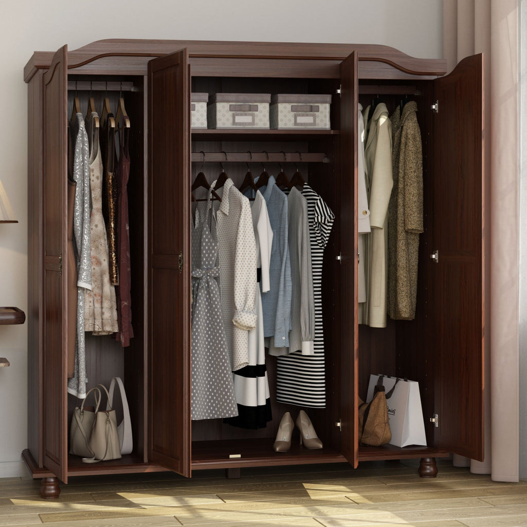 Armoire penderie 4 portes Kyle 100 % bois massif de Palace Imports avec portes en bois massif ou en miroir