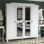 Armoire penderie 4 portes Kyle 100 % bois massif de Palace Imports avec portes en bois massif ou en miroir