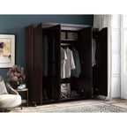 Armoire penderie 4 portes Kyle 100 % bois massif de Palace Imports avec portes en bois massif ou en miroir