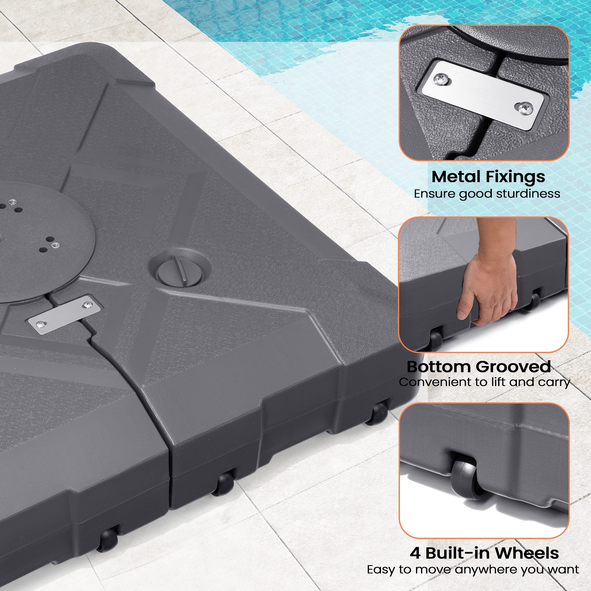 Base de parasol déporté Pellebant de 220 lb avec roulettes - N/A
