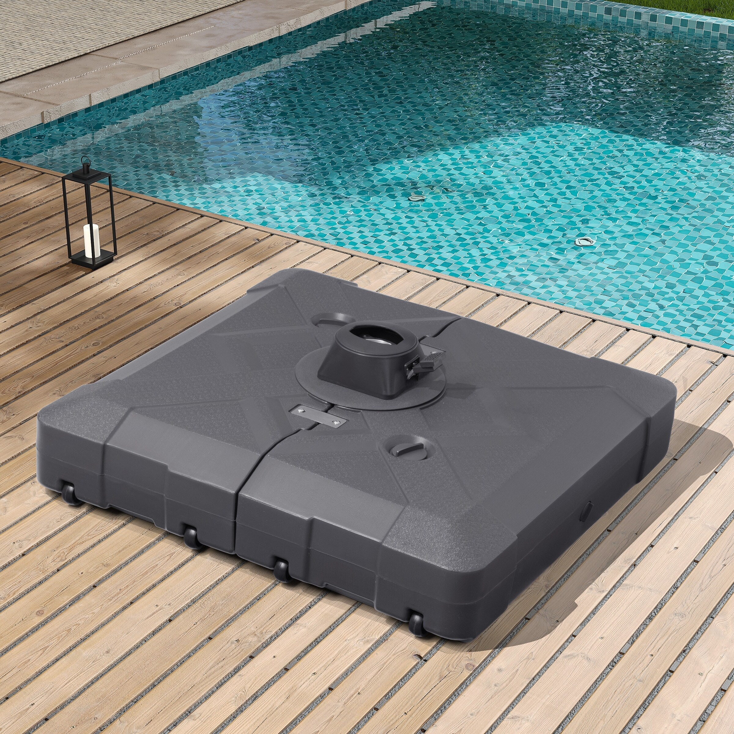 Base de parasol déporté Pellebant de 220 lb avec roulettes - N/A