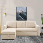 Canapé sectionnel réversible avec lit gigogne, méridienne avec rangement dissimulé, pieds durables,