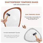 Miroir mural asymétrique en forme de pavé avec cadre en pin