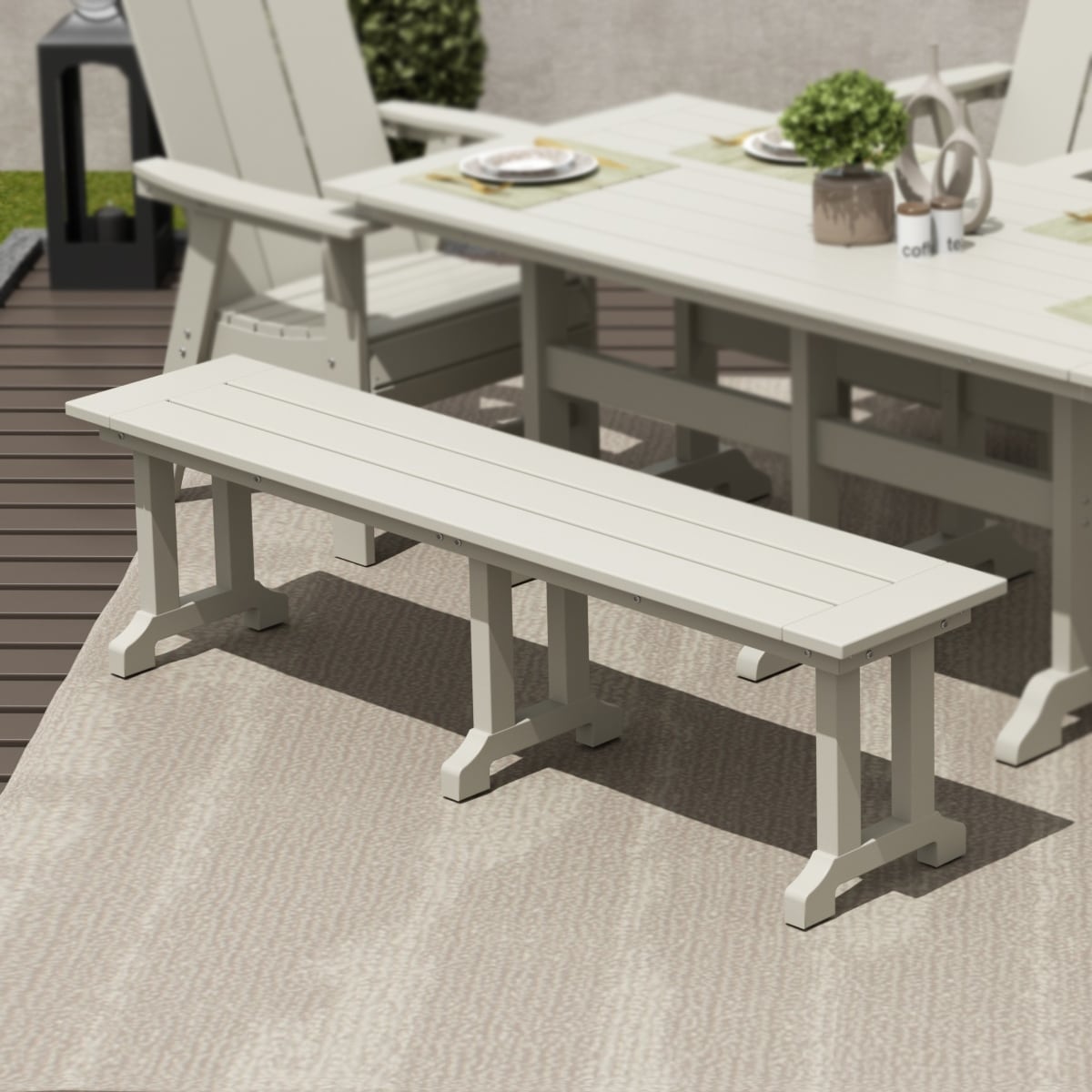 Banc de terrasse extérieur Polytrends Laguna en PEHD toutes saisons 65