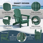 Chaise pliante Adirondack Polytrends Laguna résistante à la décoloration et aux intempéries pour patio extérieur
