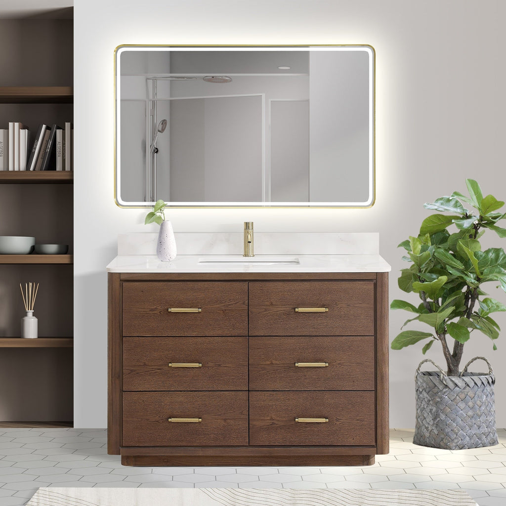 Meuble-lavabo Porto avec dessus en quartz blanc sans miroir
