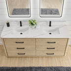 Meuble-lavabo Porto avec dessus en quartz blanc sans miroir