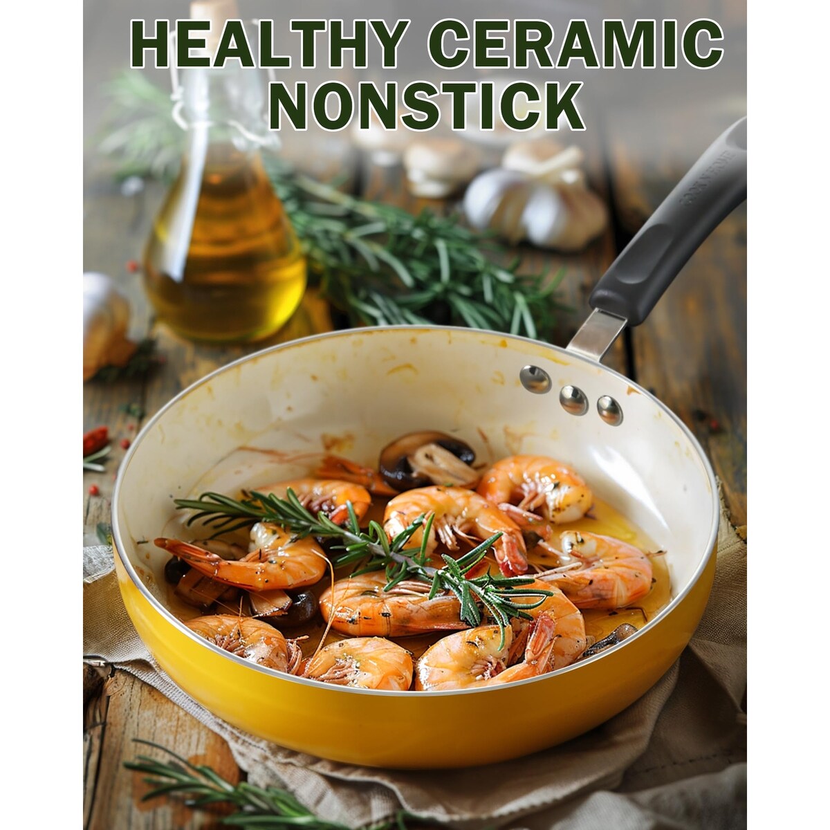 Ensemble de casseroles et poêles antiadhésives, batterie de cuisine en céramique 10 pièces, ensemble de cuisson antiadhésif avec casseroles