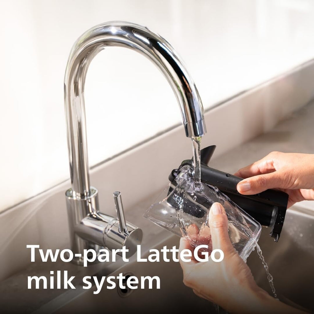 Machine à expresso haut de gamme, 12 cafés chauds/glacés, système LatteGo, moulin en céramique, chrome noir