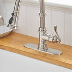 Robinet de cuisine à tirette, poignée unique, robinet d'évier de cuisine moderne à un trou avec douchette extractible, robinet de lavabo avec plaque de pont