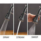 Robinet de cuisine à tirette, poignée unique, robinet d'évier de cuisine moderne à un trou avec douchette extractible, robinet de lavabo avec plaque de pont