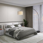 Lampadaire arqué réglable en acier Q-Max 81 avec abat-jour extra large et base en marbre