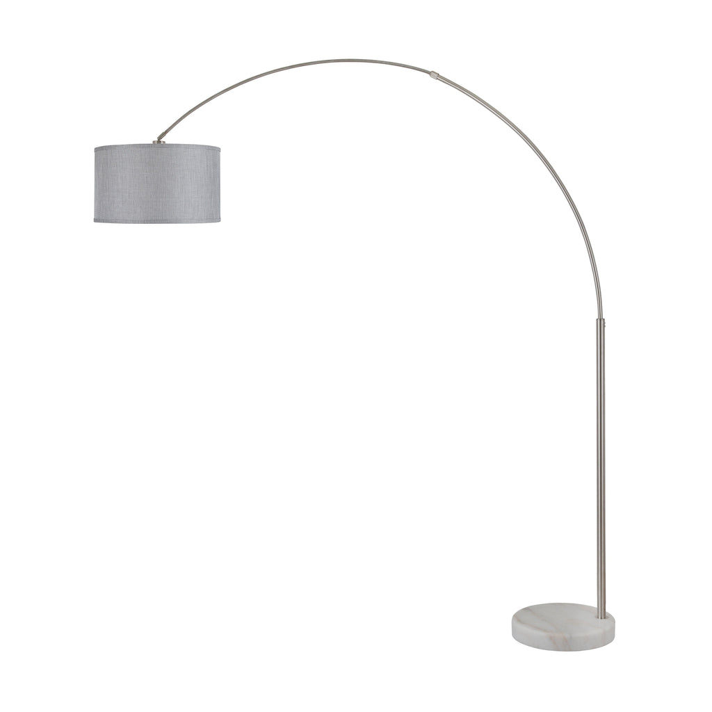 Lampadaire arqué réglable en acier Q-Max 81 avec abat-jour extra large et base en marbre