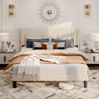 Lit Queen/Full rembourré à canaux verticaux avec tête de lit à oreilles