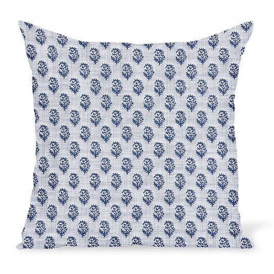 Peter Dunham Textiles Coussin d'extérieur Rajmata indigo/océan