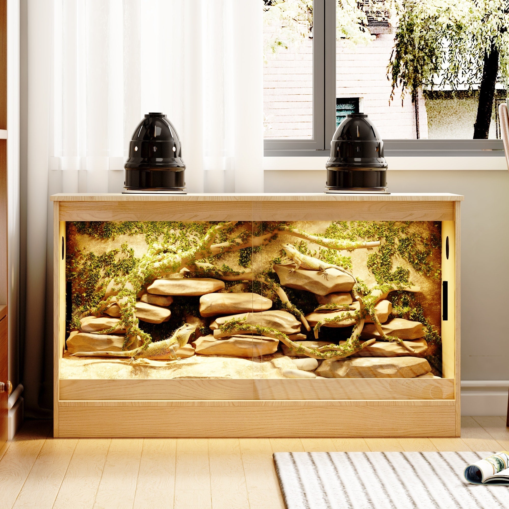 Habitat pour reptiles - Terrarium spacieux pour lézards, serpents et plus - 47,2