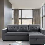 Canapé sectionnel réversible avec lit gigogne, méridienne avec rangement dissimulé, pieds durables,