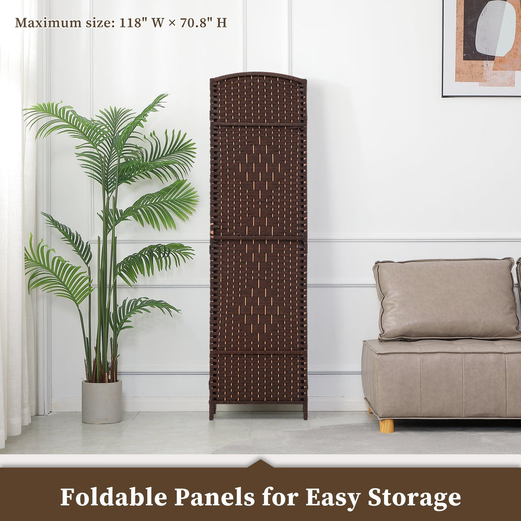 Paravent de séparation de pièce de 6 pieds de haut en fibre tissée, écran de confidentialité autoportant, écran pliant