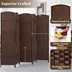 Paravent de séparation de pièce de 6 pieds de haut en fibre tissée, écran de confidentialité autoportant, écran pliant