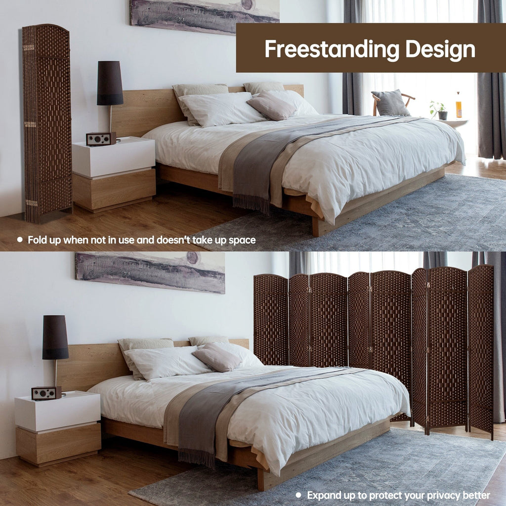 Paravent de séparation de pièce de 6 pieds de haut en fibre tissée, écran de confidentialité autoportant, écran pliant