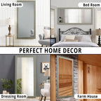 Miroir de sol rustique pleine longueur - 66 x 32 Miroir rectangulaire en bois pour salon, chambre à coucher