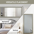 Miroir de sol rustique pleine longueur - 66 x 32 Miroir rectangulaire en bois pour salon, chambre à coucher