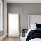 Miroir de sol rustique pleine longueur - 66 x 32 Miroir rectangulaire en bois pour salon, chambre à coucher