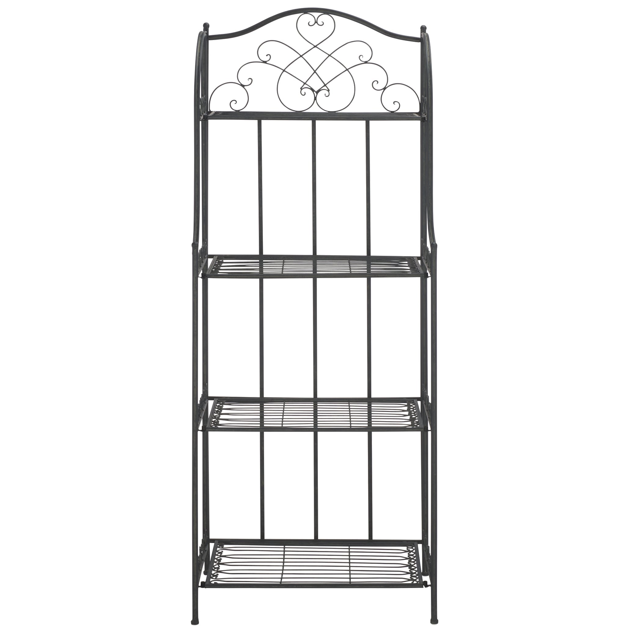 Étagère de boulangerie d'extérieur à 4 niveaux en fer forgé victorien SAFAVIEH Bryn - 25 po L x 15 po P x 63 po H - 25L x 15P x 63H